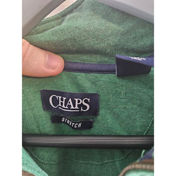 Chaps Green Men’s Long Sleeve 1/4 Zip Pullover Fleece Shirt Soft Size Medium - Picture 3 of 7